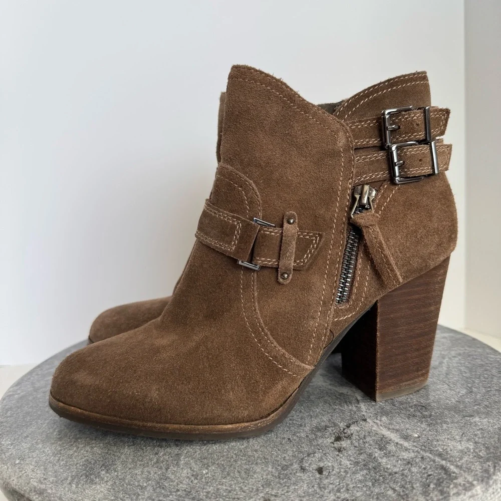 Gianni Bini Brown Suede Leather Marbess Ankle Booties 9.5